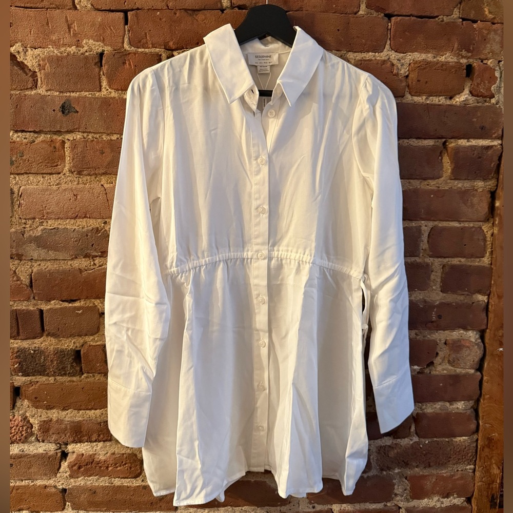 Seraphine White Button-Down Maternity Shirt